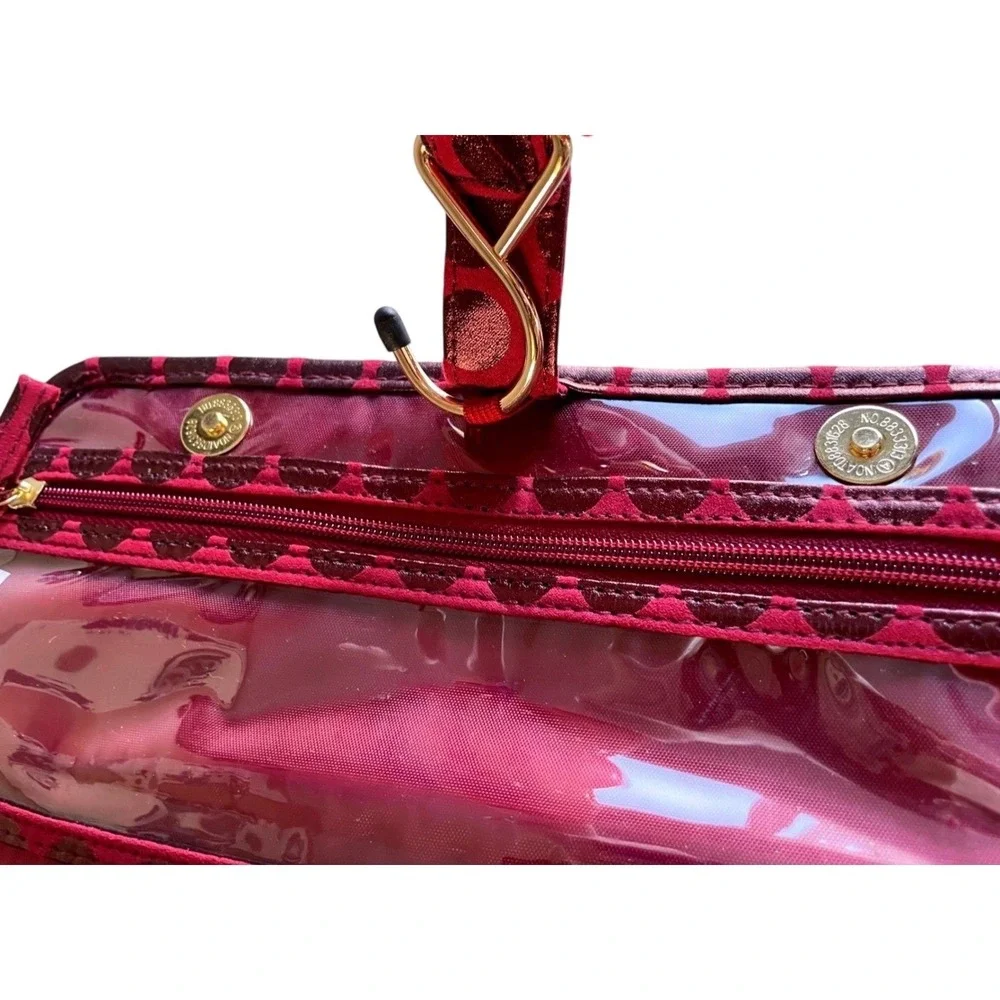 Tartan Twine Red Polka Dot Travel Jewelry Organizer Roll Bag Clutch Pouch NEW‎
